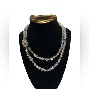 Vintage Bogoff Aurora Borealis 2-Strand Crystal Beaded Necklace Original Box